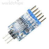 Video switcher module PCB with blue pin headers and black connector switches
