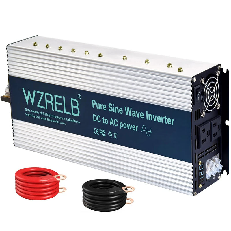 WZRELB 3500W 12VDC to 120VAC Pure Sine Wave Power Inverter RV car home camp new
