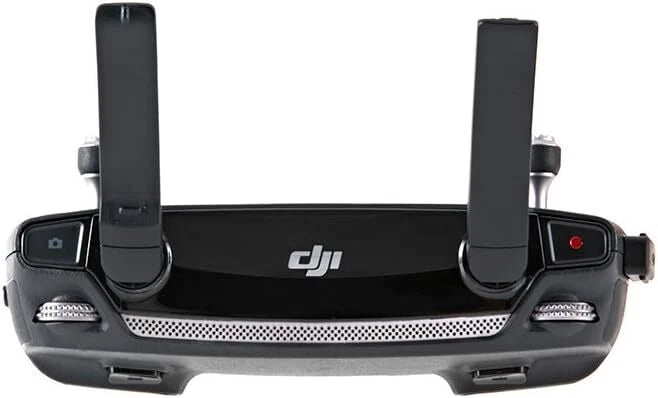DJI remote controller with two vertical antennas, grip grips and buttons