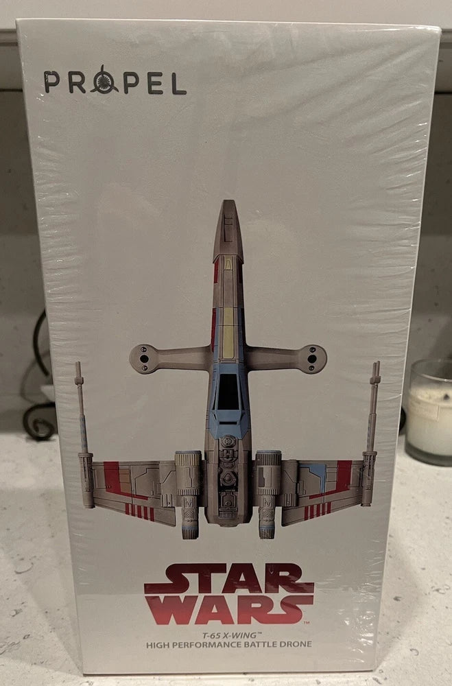 Propel Star Wars T-65 X-Wing battle drone quadcopter box with printed drone art