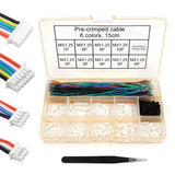 Pre-crimped drone camera cable set in organizer, multi-color wires and white connectors