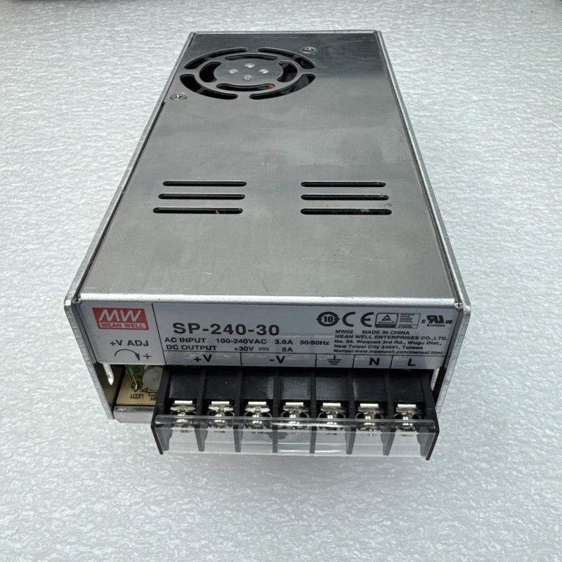 Mean Well SP-240-30 Used Power Supply Input 100-240VAC Output 30VDC 8A