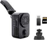 Mini Body Camera w Audio & Video Recording-1080P Wearable POV Cam with 64GB Card