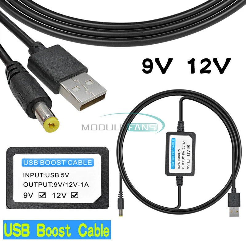 DC 5V to 9V 12V 1A USB Boost Cable USB Power Supply Converter 1.3M 5.5*2.1mm