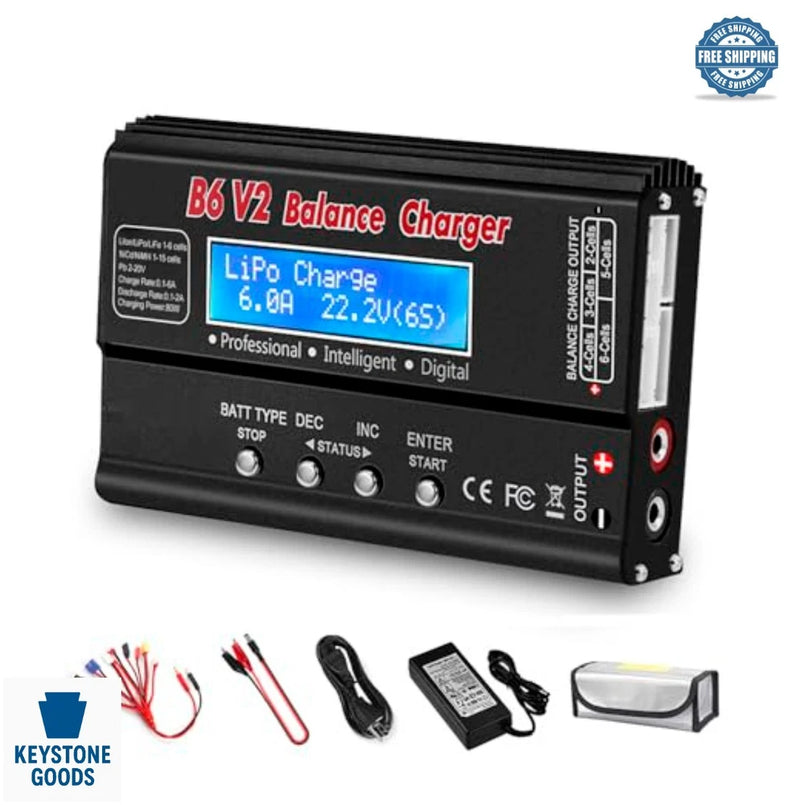 RC Battery Charger 80W 6A Balance Fast LiPo LiFe Li-ion NiMH NiCD Pb AC Adapter Battery