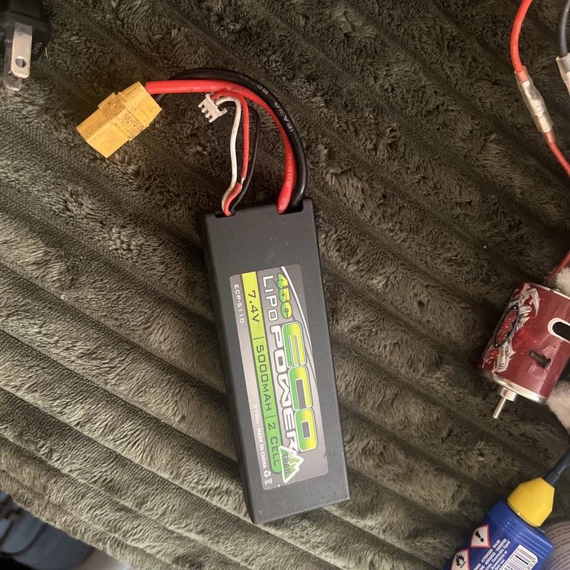 EcoPower "Trail" 2S 45C Hard Case LiPo Battery 7.4V/5000mAh w/T-Style Connect