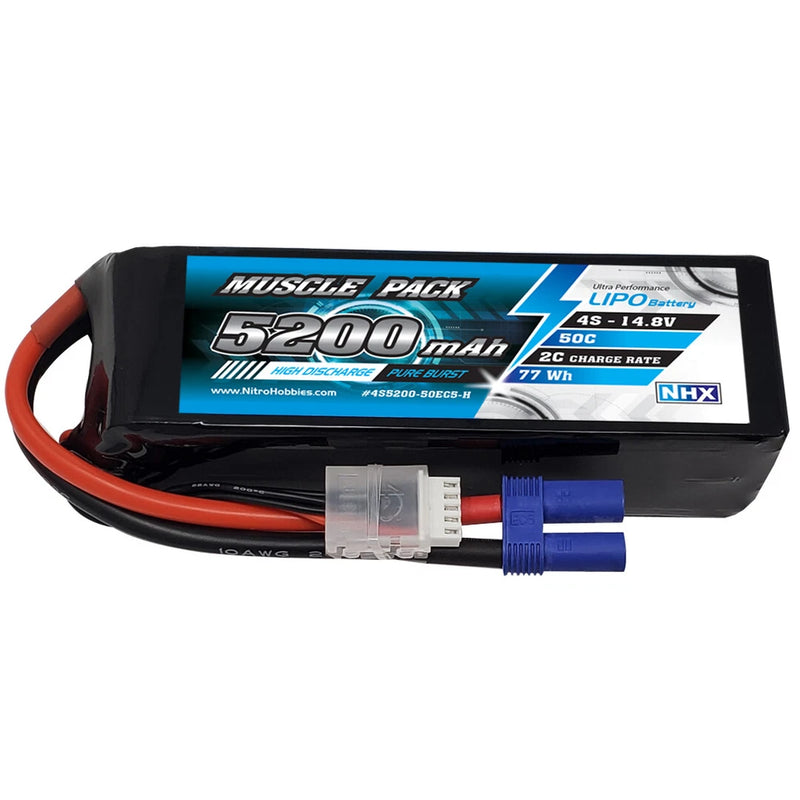 NHX Muscle Pack 4S 14.8V 5200mAh 50C Lipo Battery w/ EC5 Connector Battery