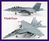 1/72 F/A-18F Super Hornet model jet, light gray with Jolly Rogers-style markings
