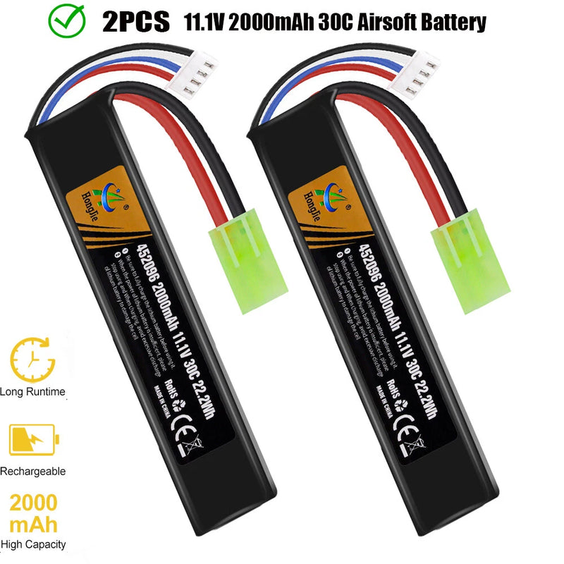 Powerful 11.1V 2800mAh 30C LiPo RC/Airsoft Battery 3S XT30/T-Dean/Tamiya Plug