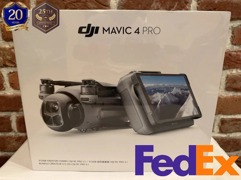DJI Mavic 4 Pro drone packaging with printed drone and display