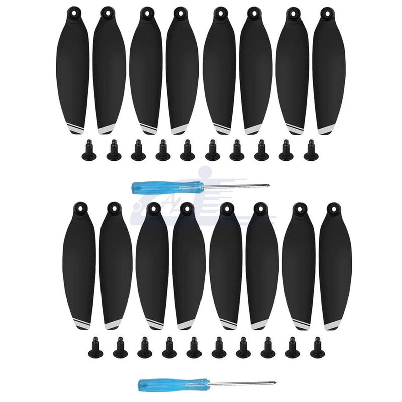 16pcs Low-Noise Propellers Blades RC Drone Props Black & Silver For DJI Mini 4K
