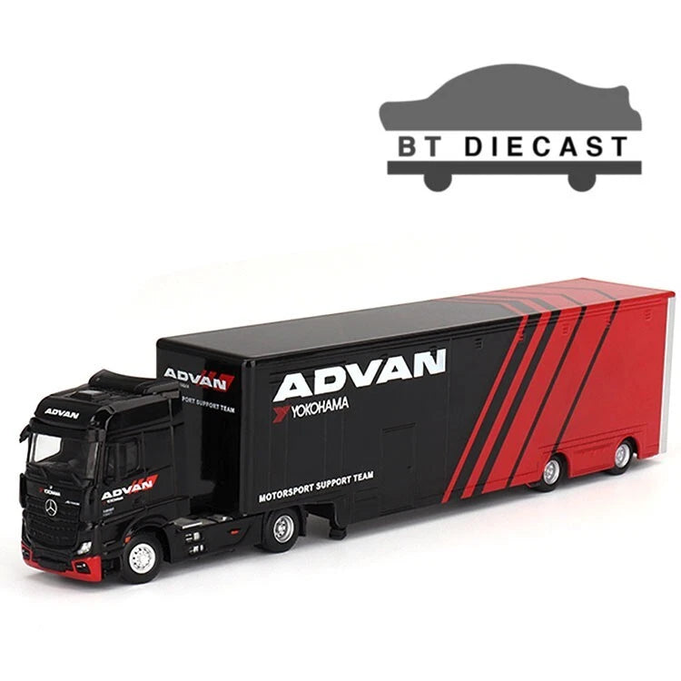 MINI GT MERCEDES BENZ ACTROS with RACING TRANSPORTER 1/64 ADVAN MGT00741
