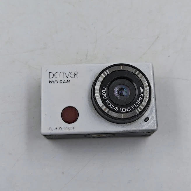 Denver WiFi security camera with white housing and circular fisheye lens
