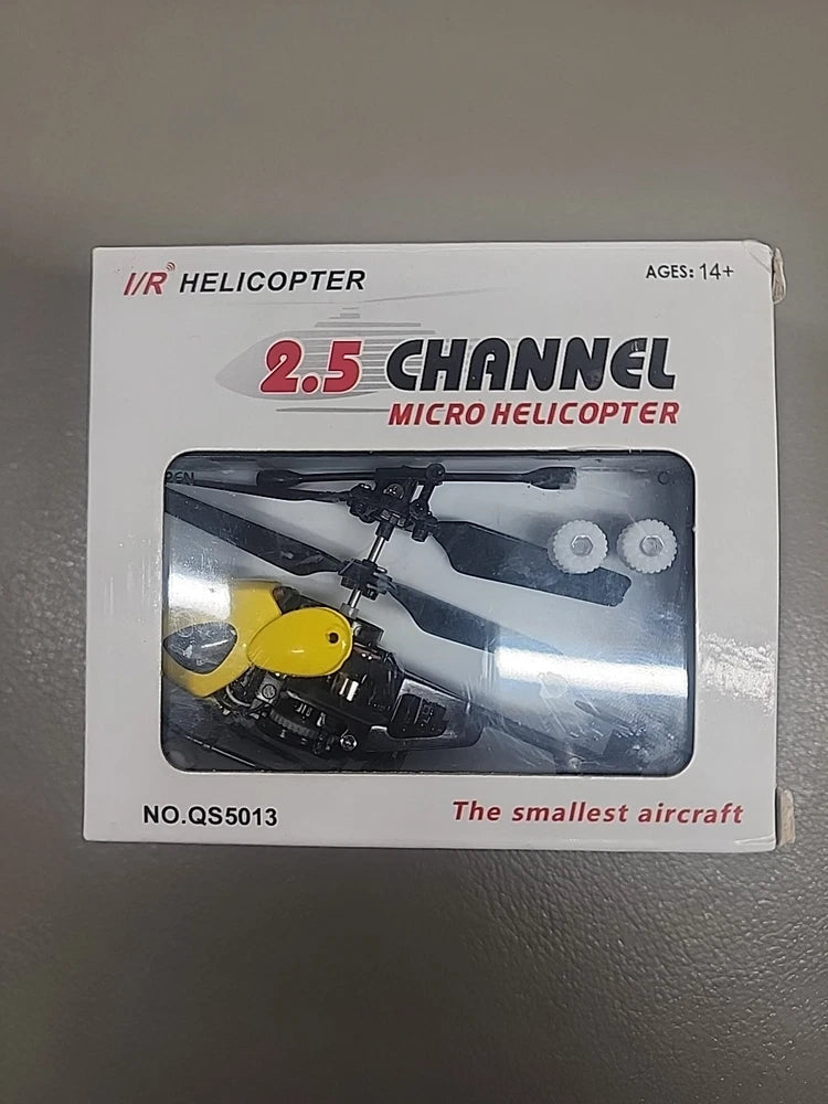 IR micro helicopter retail box with yellow/black 2.5 channel helicopter, ages 14+