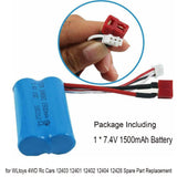 7.4V 1500mAh 2S Lipo Battery T-Plug for WLtoys 4WD Rc Cars 12403 12401 12402
