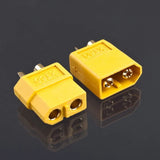 XT60 male and female bullet connector plugs, yellow pair