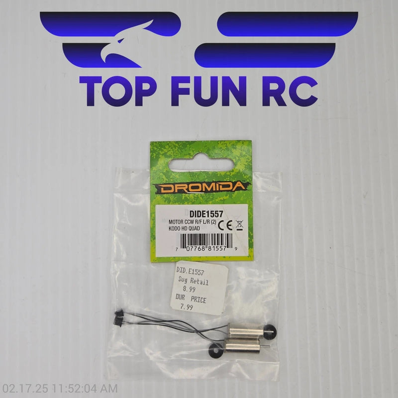 Dromida DIDE1557 RC quadcopter motor, with two-pin wires and shaft, in retail bag