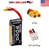 3000mAh 2S Lipo Battery 7.4V 5C XT30 Plug for RadioMaster TX16S RC Helicopter Battery
