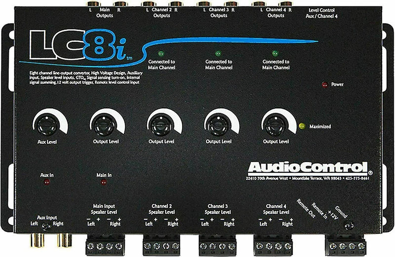 AudioControl LC8i 8 Channel Line Output Converter with Auxiliary Input (Black)