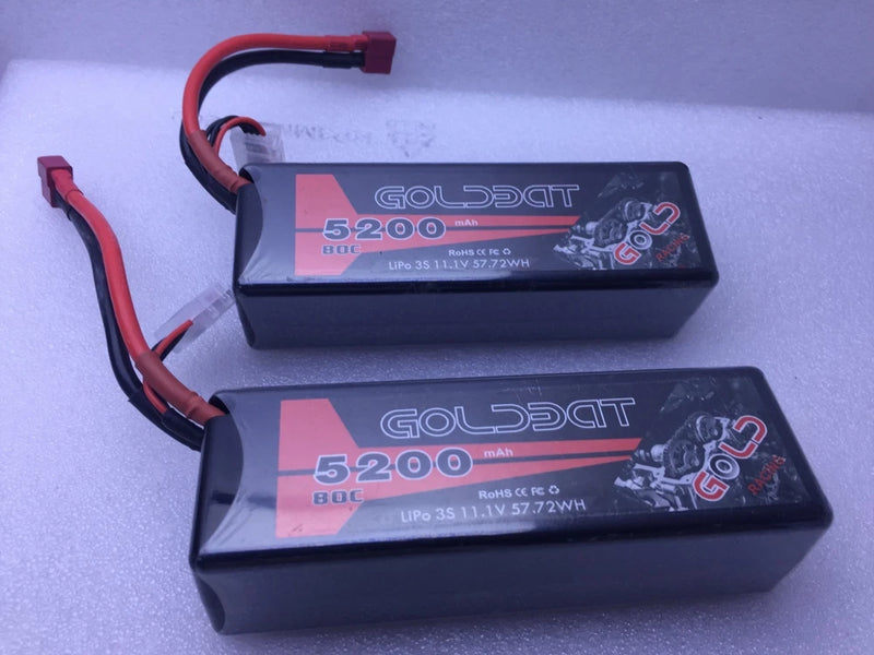 TWO PACK! NEW 2S 7.4V 5200mAh 60C RC LiPo Battery Hard Case Deans Plug 1/8 1/10
