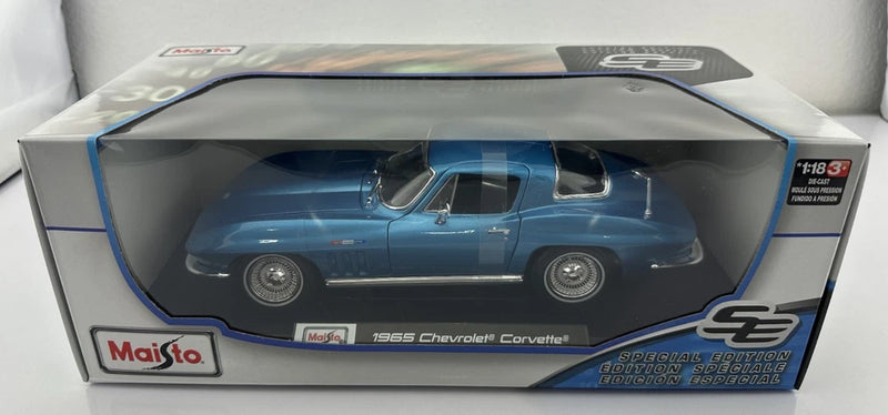 Maisto "1965 Chevrolet Corvette" Blue 1:18 scale. Diecast Model Car. New