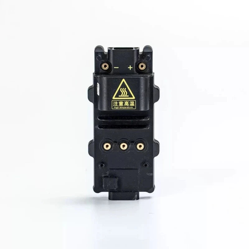 DJI ESC module with power and signal connectors, yellow warning label