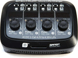 Smart micro 4-port LiPo battery charger with four push-start knobs and display