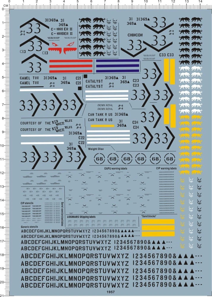 1/35 Scale US Army M1A1 Abrams Tank Markings Model Kit Water Slide Decal 2#