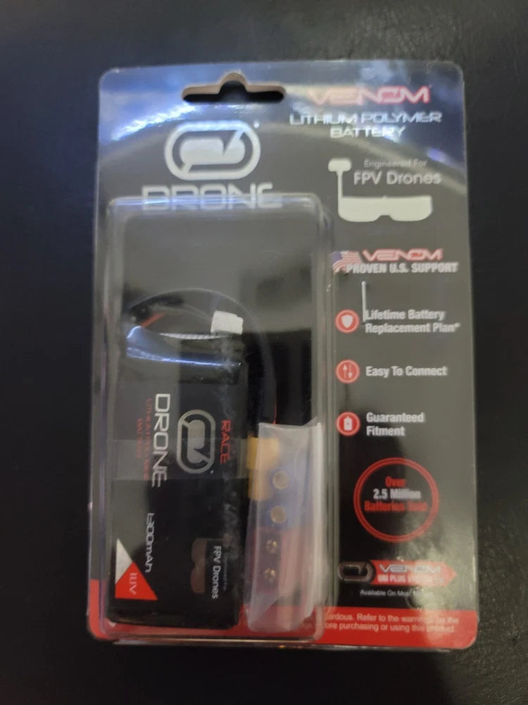 Venom LiPo drone battery pack in retail blister packaging, Uni plug 2.0