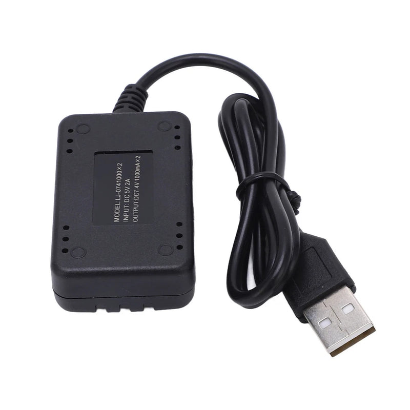Black plastic USB LiPo balance charger with attached charging cable