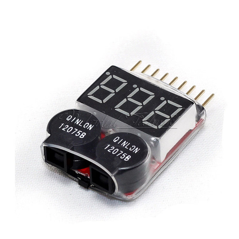 1-8S Lipo/Li-ion/Fe Battery Voltage 2IN1 Tester Low Voltage Buzzer Alarm-