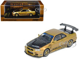 NISSAN SKYLINE GT-R R34 RHD TOP SECRET GOLD 1/64 BY INNO MODELS IN64-R34TS-GOLD