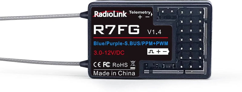 Radiolink R7FG 7 Channels RC Gyro Receiver, Voltage Telemetry Long Range... Battery
