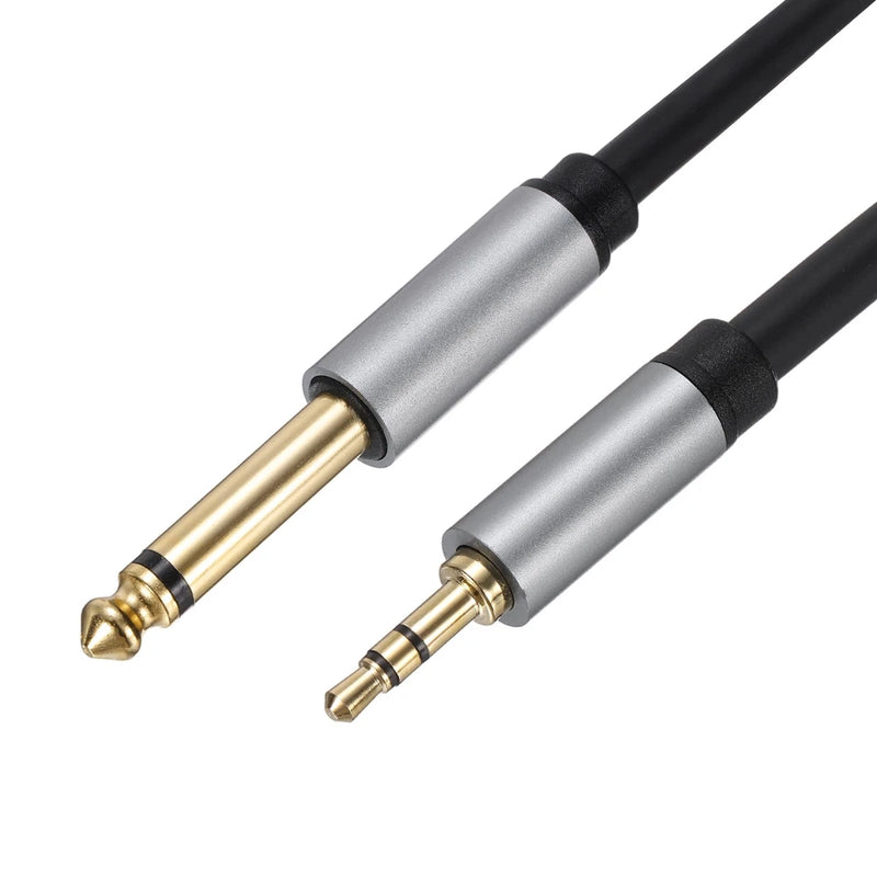 1/4" TS to 1/8" TRS Audio Cable, 16FT Stereo Patch Cord 6mm Dia, Black