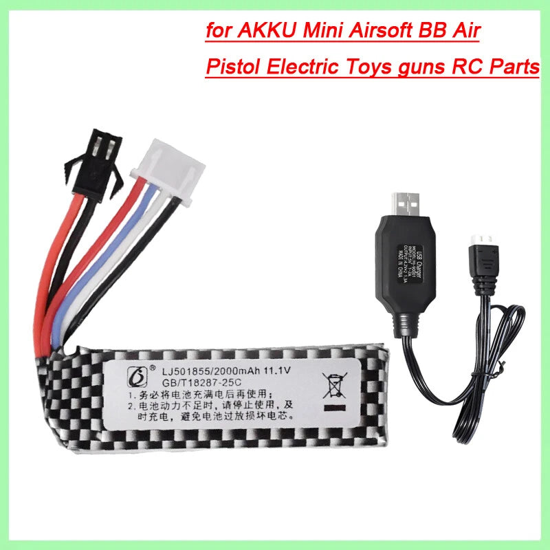 2000mAh 11.1V SM2P 25C Battery for AKKU Mini BB Air Pistol Electric Toys guns RC Battery