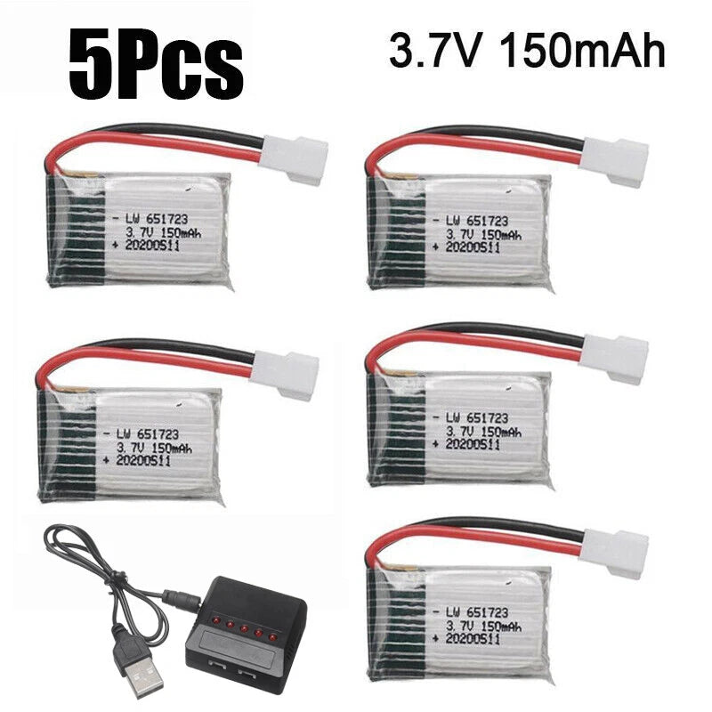 5pcs 3.7v 150mah Battery with syma battery charger For H8 Syma x2 Nihui U207 Battery