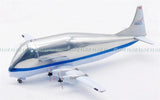 White and blue airplane model with tail fin, side view