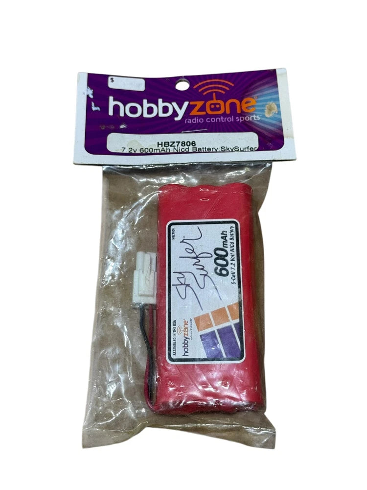 Sealed 7.2V NiCd battery pack with red sleeve, in plastic bag and HobbyZone card