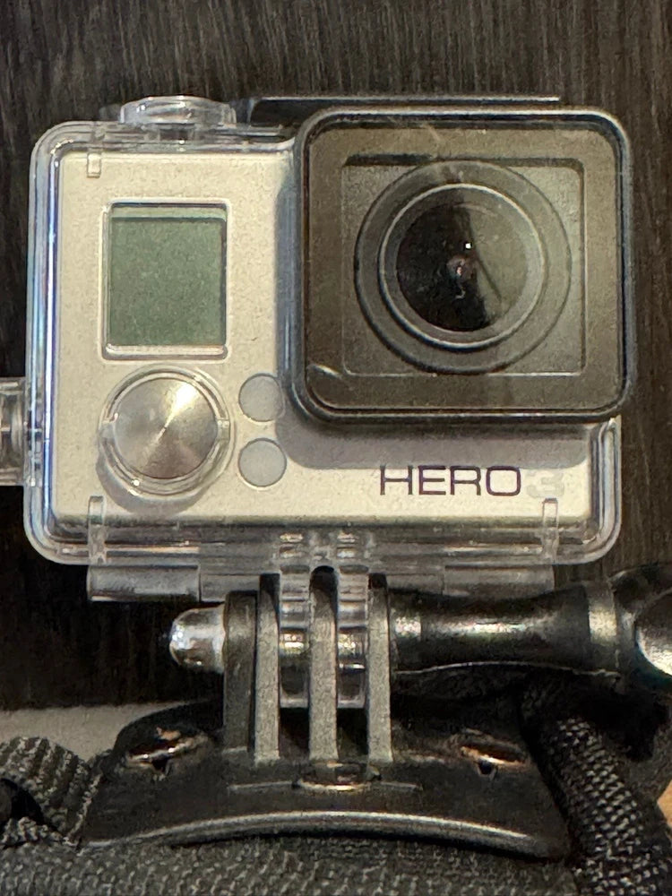 Clear waterproof action camera case with HERO lens and mounting bracket