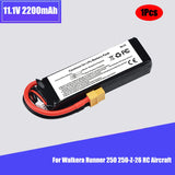 RC LiPo battery pack, 11.1V 2200mAh 3S, black with red/black leads and XT60 connector