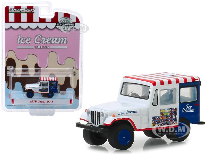 1975 JEEP DJ-5 ICE CREAM TRUCK 1/64 DIECAST MODEL CAR BY GREENLIGHT 30005