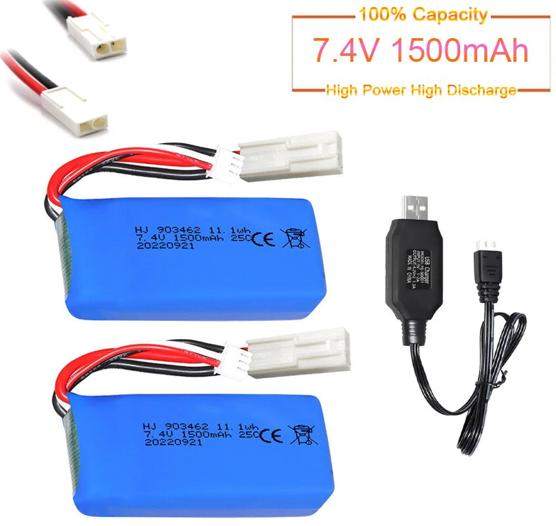 7.4V 1500mAh Li-ion Battery for feilun FT009 UDI009 UDI902 UDI002 AA102 RC Boat