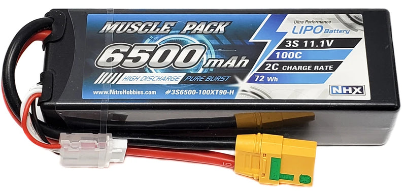 NHX Muscle Pack 3S 11.1V 6500mAh 100C Hard Case Lipo Battery w/ XT90 Connector Battery