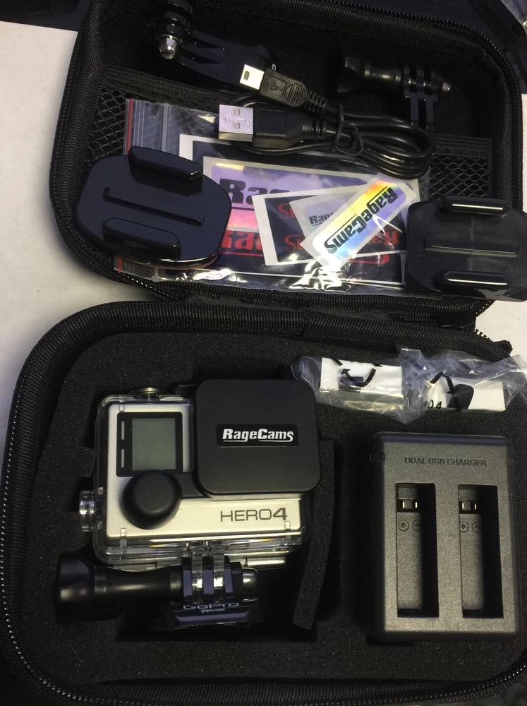 GoPro HERO4 Black action camera with LCD and accessories in zip carry case
