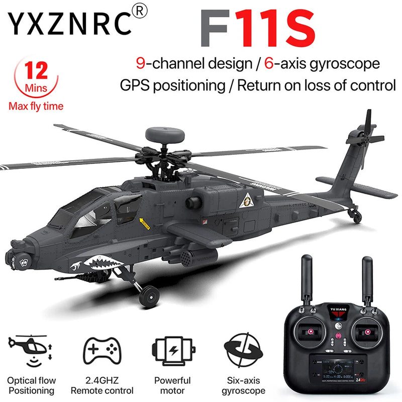 YUXIANG F11-S AH-64D Apache 9CH 2.4G 6-Axis 3D GPS Positioning RC RTF Helicopter