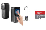 SJCAM C200 Pro 4K Action Camera Waterproof Bundle W/ Magnetic Lanyard + 128GB SD