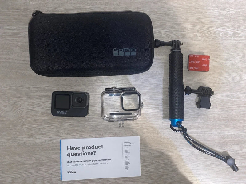 GoPro Hero9 Black Action Camera W/Water Proof Case & Selfie Stick NEVER USED