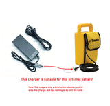 Trimble external battery charger with yellow housing and connected cables