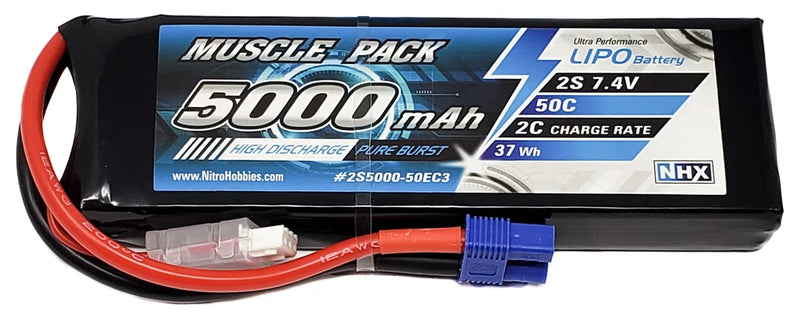 NHX Muscle Pack 2S 7.4V 5000mAh 50C Lipo Battery w/ EC3 Connector Battery