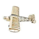 RC balsa wood model airplane with lattice tail and propeller frame